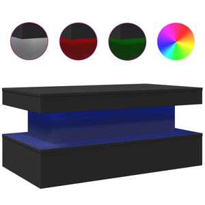 vidaXL Couchtisch mit LED-Leuchten Schwarz 90x50x40 cm