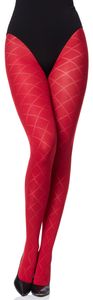 Merry Style Damen blickdichte Strumpfhose mit Muster MS 328 60 DEN (Rot, S (32-36))