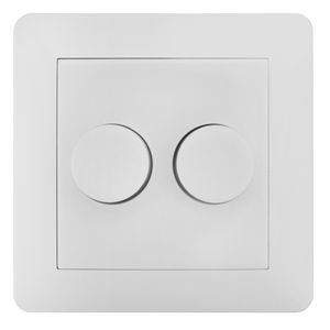Ledvion LED Duo Dimmer, LED Lamp, Dimmer Abdeckplatte, Inkl. 2x Drehknopf, Dimmer Für LED Lampen, Phasenabschnittsdimmer Für LED, Weißer Dimmer