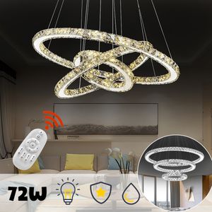 ACXIN 72W LED Kronleuchter Kreative Hängelampe Deckenleuchte Pendelleuchte für Wohnzimmer Flur Schlafzimmer Drei Ringe (Φ: 20cm+40cm+60cm), 72W Dimmbar