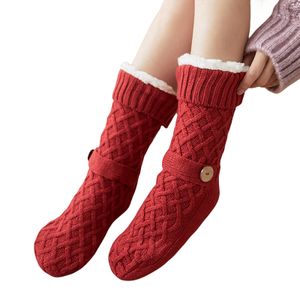 INF Herbst Winter dicke, flauschige, warme Bodensocken für den Bettboden zu Hause, Weihnachtsgeschenk Weinrot