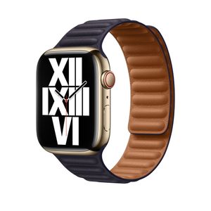 Apple Leather Link für die Watch Series 1-9 / SE / Ultra (2) - 42/44/45/49 mm - Größe S/M - Ink