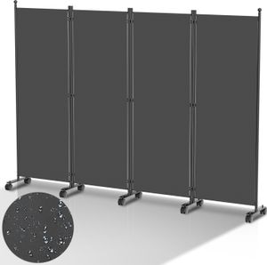 Paravent auf Rollen 4 teilig Anthrazit 228x181 cm Outdoor Raumteiler Garten Spanische Wand Trennwand Raumtrenner