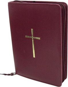 Gotteslobhülle Weinrot mit Kreuz gold