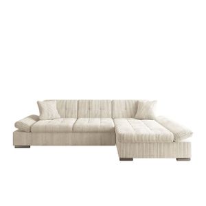 Mirjan24 Ecksofa Malwi Cord mit Bettkasten und Schlaffunktion, Elegante Couch, Polsterecke (Farbe: Poso 100, Seite: Rechts)