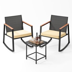 Bealife 3-dielna súprava záhradného nábytku z ratanu, na vonkajšie použitie, na balkón, verandu, terasu (béžová)