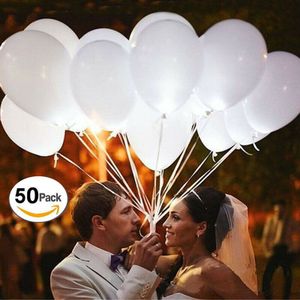 Miixia 50x LED 30cm Helium Weiß Ballons für Hochzeit Party Kind Geburtstag Luftballon