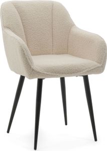 NEW HOME Glamour Stuhl LAGO gespolsterter Esszimmerstuhl Wohnzimmerstuhl mit Steppung - ecru - moderne Samt Boucle Möbel