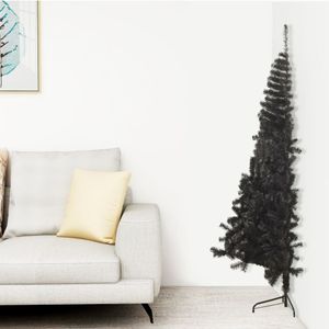 vidaXL Künstlicher Halb-Weihnachtsbaum mit Ständer Schwarz 180 cm PVC