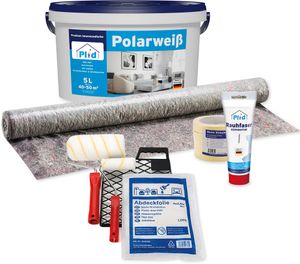 plid Premium Polarweiss Innenfarbe Wandfarbe Deckenfarbe Profi Farbe Set 5l Innenfarbe - Renovierset