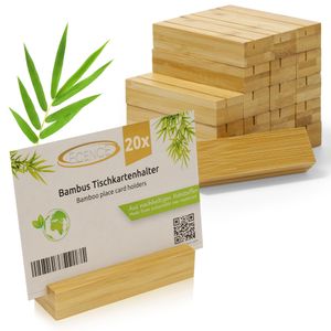 ECENCE 20x Tischkartenhalter aus Bambus, Kartenhalter Holz für Hochzeit, Ideal als Visitenkartenha