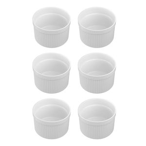 Intirilife 6-teiliges Set Souffleformen Auflaufform aus Porzellan in Weiß mit 7.8 x 4.6 cm Suffleform Backform