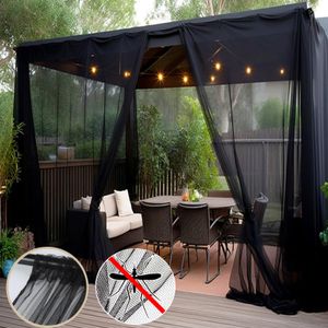 2er-Set 160x305cm Outdoor-Vorhang,Taschenstange Moskitonetz,Fliegengitter Vorhang,Terrassennetz,DIY-Größe,Terrasse,Veranda,Garten,Wohnzimmer,Schwarz