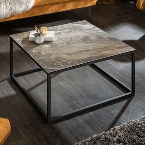 Design Couchtisch SYMBIOSE 75cm Marmor taupe Keramik  Italy