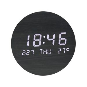 Kreativer LED Holz Wanduhr - Smarte Elektronische Uhr für Zuhause - Stilvolles Wohnaccessoire, Schwarz