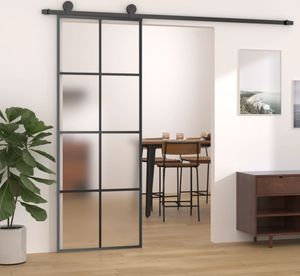 vidaXL Schiebetür mit Beschlag 76x205 cm ESG-Glas & Aluminium