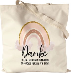Danke Kleine Menschen Brauchen So Große Herzen Wie Deins Jutebeutel Erzieherin Kindergarten Tagesmutter