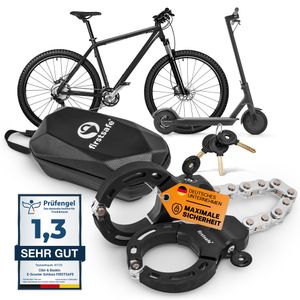 firstsafe® E Scooter Schloss - Handschellenschloss für E Roller | Fahrradschloss diebstahlsicher & mit Silikonschutz