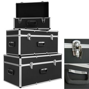 AREBOS sada 3 přepravních kufrů, úložné boxy, hliník, celkový objem 200 l, uzamykatelné, včetně držadel, vodotěsné, přepravní boxy, přenosný přepravní kufr
