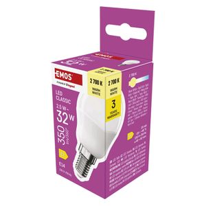 EMOS LED žárovka Classic Mini Globe / E14 / 2,5 W (32 W) / 350 lm / teplá bílá, ZQ1D11