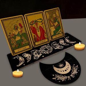 2er Set Holz Tarotkartenständer Mondform & rechteckiger Tarotkarten-Basisständer Dekorationsständer Ausstellungsstand 01