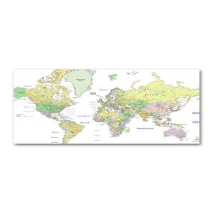 Tulup® Leinwandbild - 125x50 cm - Wandkunst - Drucke auf Leinwand - Leinwanddruck  - Landkarten & Flaggen - Mehrfarbig - Weltkarte