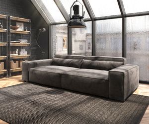 DELIFE Big-Sofa Sirpio XL 270x130 cm Mikrofaser Khakibraun