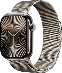 Apple Watch Series 10 GPS + Cellular 42mm Natural Titanium Case mit Natural Milanese Band (MWXF3QF/A)