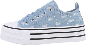 Ital-Design Damen Freizeitschuhe  Textiloptik Sneakers Low 85867661 Hellblau Gr. 36