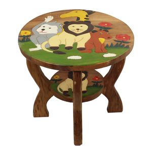 Kindertisch Spieltisch für Kinder ca. 50 cm Durchmesser & 45 cm Höhe Natur Braun Limboholz Holz Afrika Mix