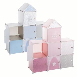 Schrank mit Schubladen für kleine Gegenstände für Kinderzimmer, 94,5 x32 x109 cm, Farbe:Rosa