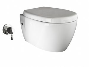 Aqua Bagno Taharet WC inkl. Softclose WC-Sitz Dusch-WC Hänge-WC Toilette mit Bidet-Funktion Tiefspülklosett Keramik Spülrandlos  510 x 363 mm