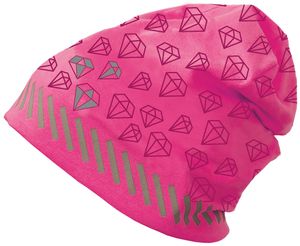 ROTH Kinder-Jersey-Mütze ReflActions "Diamant" pink für Kopfumfang: 50-54 cm