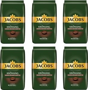 JACOBS Kaffeebohnen Krönung Aroma-Bohne kräftig 6x500g ganze Kaffee Bohnen