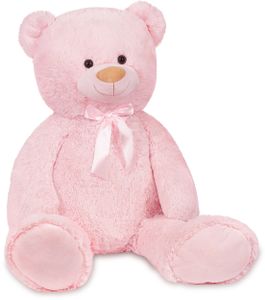 BRUBAKER Medvídek XXL 100 cm - Plyšová hračka velká - plyšová hračka s mašlí, růžová