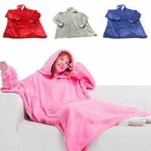 Übergroße Hoodie Sweatshirt Kuscheldecke Warme Decke Rosa Baumwolle Fleece Kapuzenpullover Decken