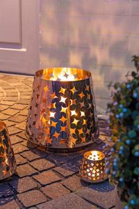 Fink LUMA, Windlicht, Edelstahl , silber, L. 7 cm, B. 7 cm, H. 9 cm, D. 10 cm 146287