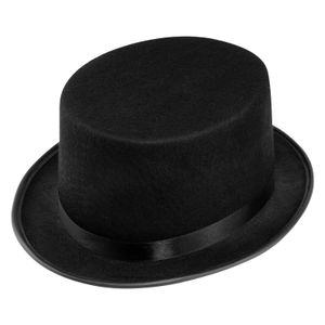 WELLGRO Zylinderhut - schwarz, mit Satinband, Zylinder Hut für Erwachsene, 31 x 26 x 14 cm (LxBxH)