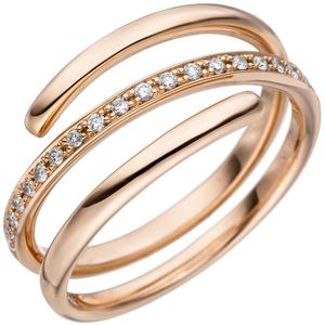 Gr. 58 - Damen Ring 585 Gold Rotgold 20 Diamanten Brillanten 0,14ct. Diamantring