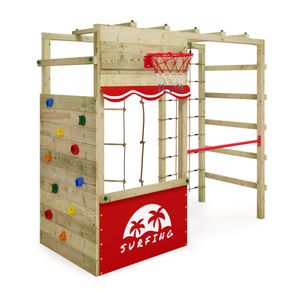 WICKEY Klettergerüst Spielturm Smart Action Gartenspielgerät mit Kletterwand & Spiel-Zubehör - rot