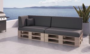 sunnypillow 6er Set Palettenkissen mit abnehmbarem Bezug Sitzkissen + Rückenkissen Palettenauflage Palettenpolster Indoor / Outdoor | Anthrazit |