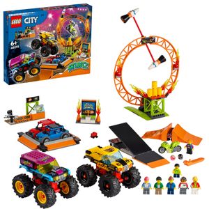 LEGO 60295 City Stuntshow-Arena, Set mit Monster Trucks, Spielzeugautos, Motorrad
