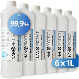 Nanoprotect Isopropanol 99,9% | 6 x 1 Liter Reiniger | Hochprozentiger Isopropylalkohol | IPA Reinigungsalkohol für Haushalt und Elektronik