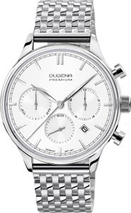Dugena Herren-Armbanduhr Sigma Chrono, Quarz, Edelstahlgehäuse, Edelstahlarmband, 5 bar