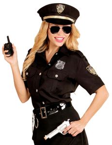 Polizistin Kostüm-Set Cop schwarz-silber-gold