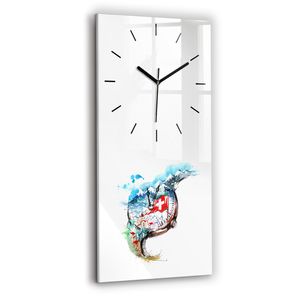 Wallfluent Wanduhr – Stilles Quarzuhrwerk - Uhr Dekoration Wohnzimmer Schlafzimmer Küche - Zifferblatt mit Strichen - schwarze Zeiger - 30x60 cm - schweizer Uhr