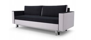 GRAINGOLD Schlafsofa Brand - Polstersofa im skandinavischen Stil - Couch mit Bettkasten & Schlaffunktion - Schwarz / Weiß