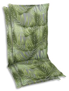 GO-DE Textil, Sesselauflage Hochlehner, 2er Set, Farbe: gruen, Maße: 120 cm x 50 cm x 6 cm, Rueckenhoehe: 70 cm