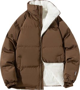 ASKSA Dámská bunda Puffer Jacket Short Stand-up Collar Quilted Cropped Thick Winter Jacket Outdoor, Coffee, M