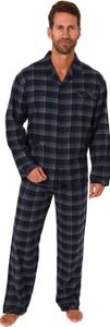Herren Flanell Pyjama Schlafanzug langarm zum durchknöpfen - 291 101 15 536 ; marine , 50